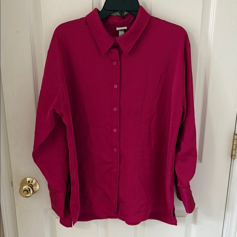 A New Day Pink Button Down Shirt with Dress Shirt Collar
